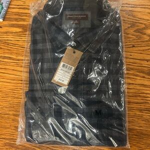 Johnston & Murphy Men's Dark Gray Checkered Shirt